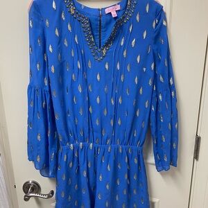 Lilly Pulitzer Blue and Gold Jumpsuit